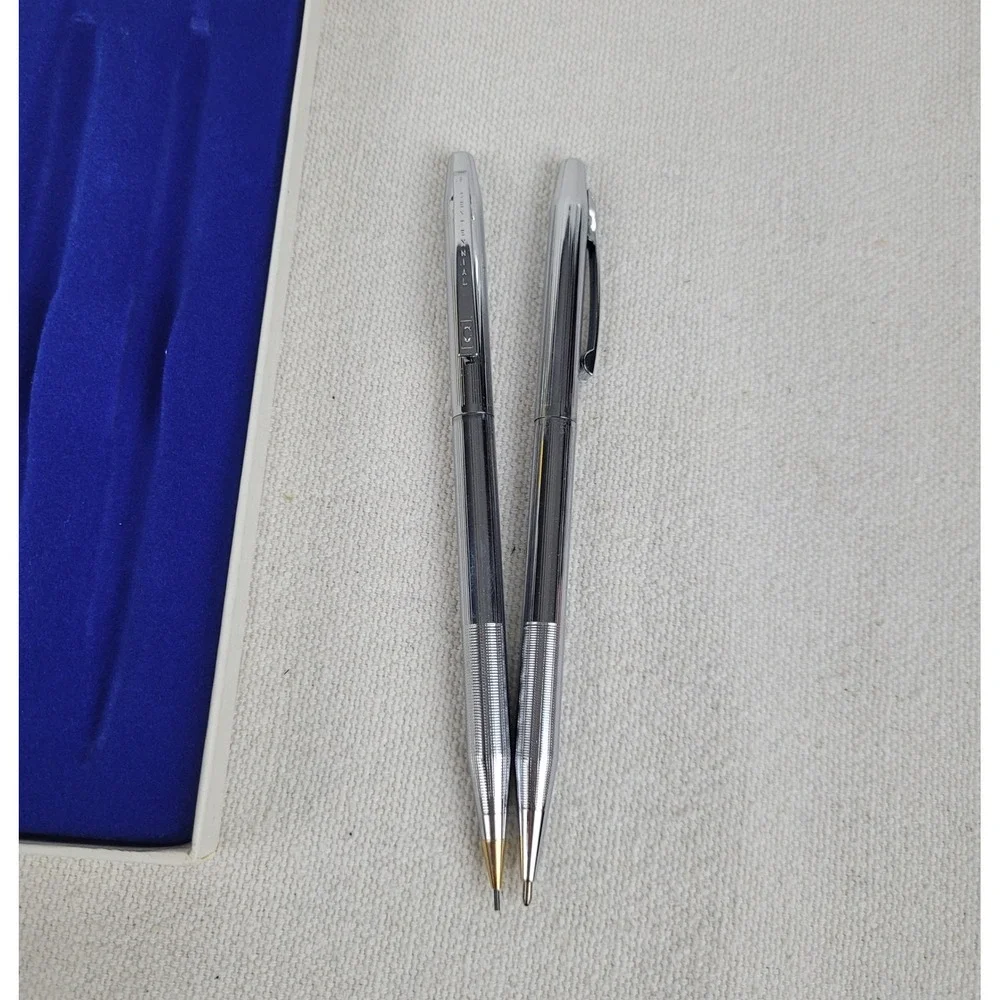 Vintage Montgomery Ward Centennial Pen and Pencil Set Silver Tone Original Box‎